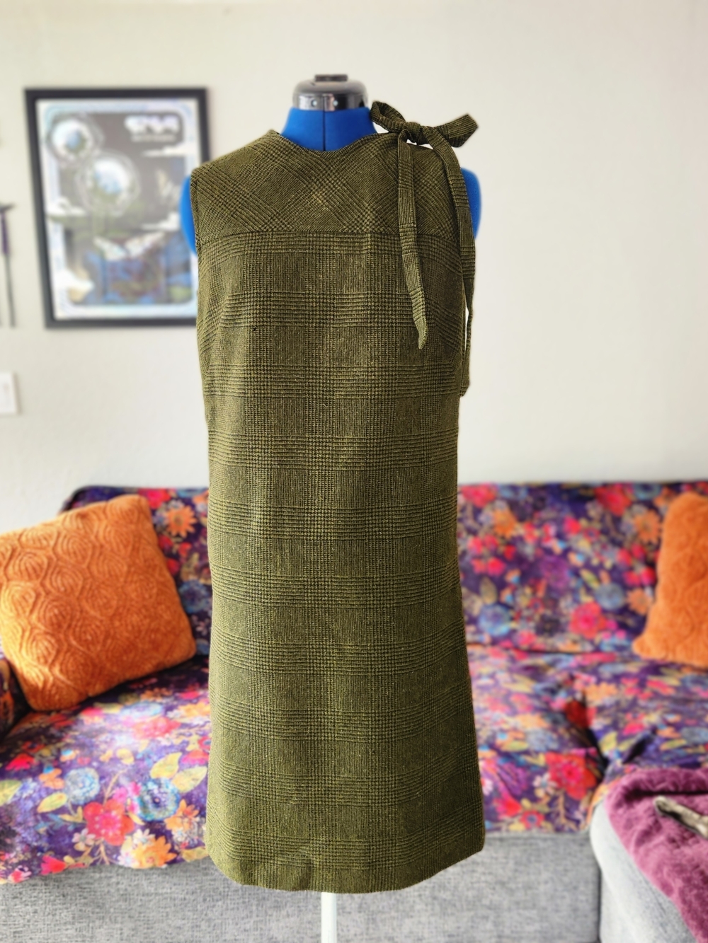 Vintage Plaid Mock Neck Shift Dress - Koret of California- 1960/1979s